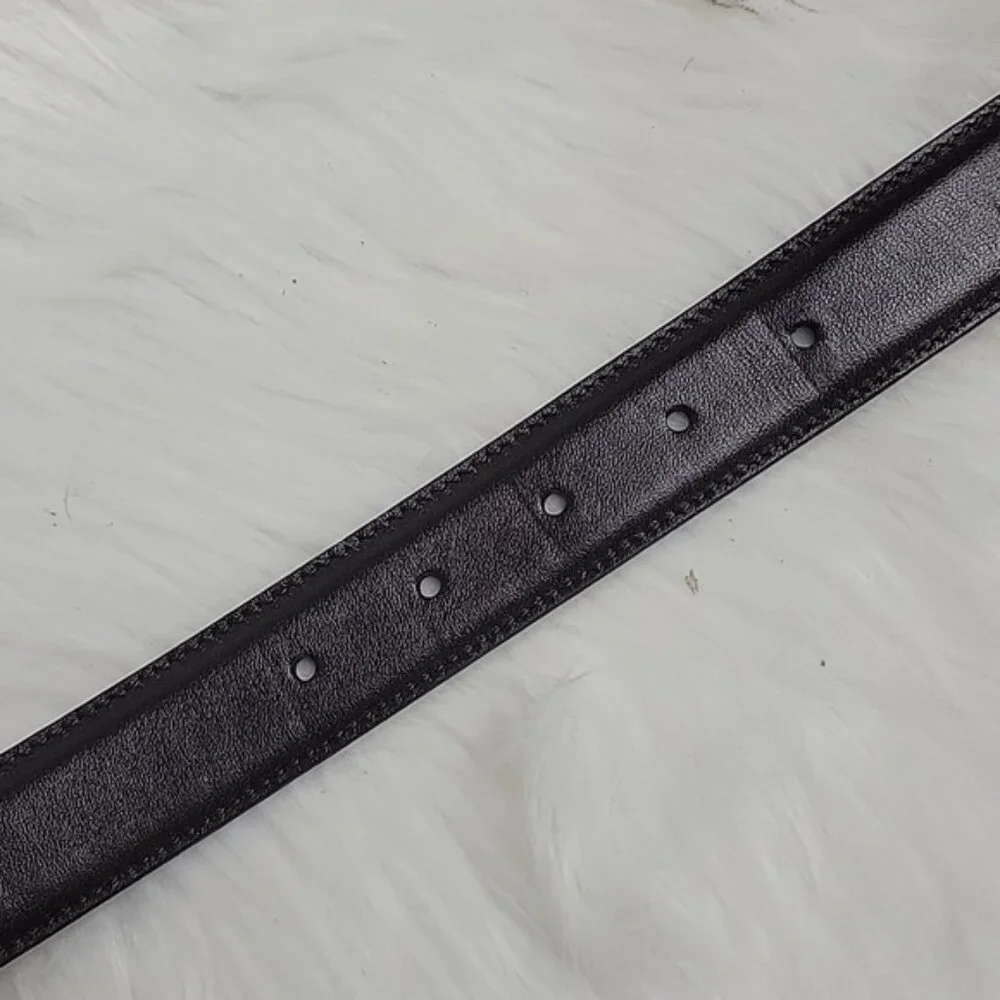 COACH Men's Dark Brown Gold Colored Brass Buckle Preppy Designer Leather Belt 42